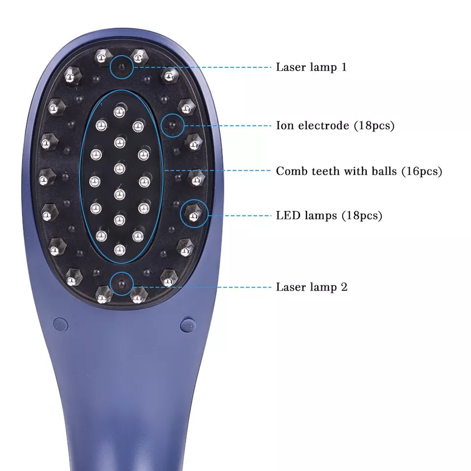 ELECTRIC LASER HAIR GROWTH COMB ANTI HAIR LOSS MASSAGE THERAPY ION VIBRATION RED BLUE LIGHT ELECTRIC LASER HAIR GROWTH