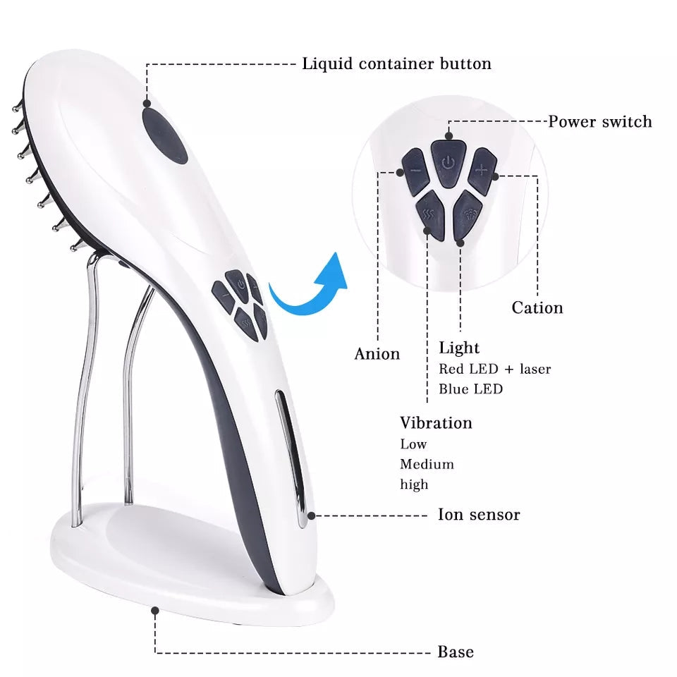 ELECTRIC LASER HAIR GROWTH COMB ANTI HAIR LOSS MASSAGE THERAPY ION VIBRATION RED BLUE LIGHT ELECTRIC LASER HAIR GROWTH